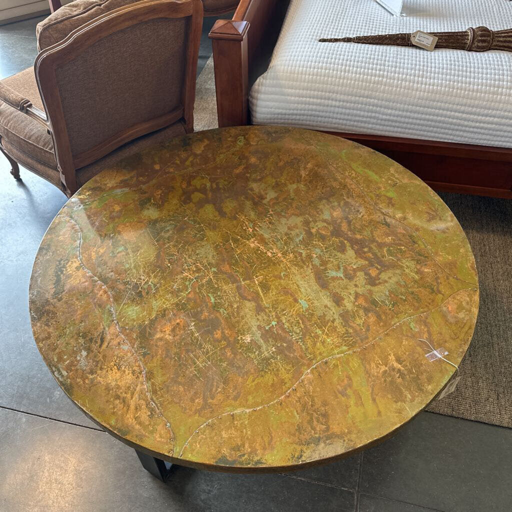 Copper Coffee Table W/ Metal Base - 48X18.5