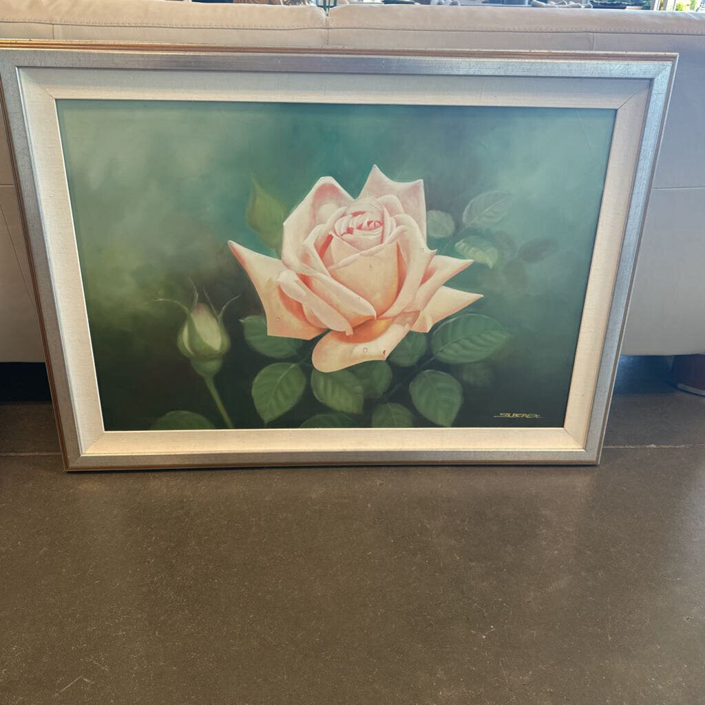 Framed Signed Original Rose Painting- 41.5x30.5