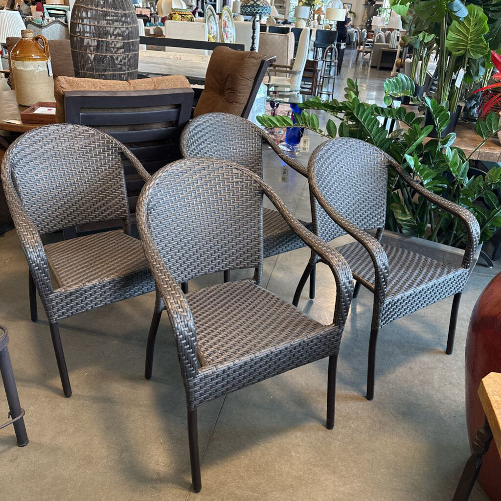 Frontgate All Weather Wicker Stacking Chairs- Set of 4