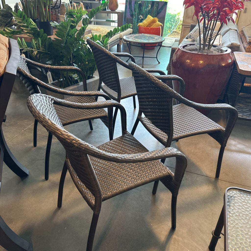 Frontgate All Weather Wicker Stacking Chairs- Set of 4