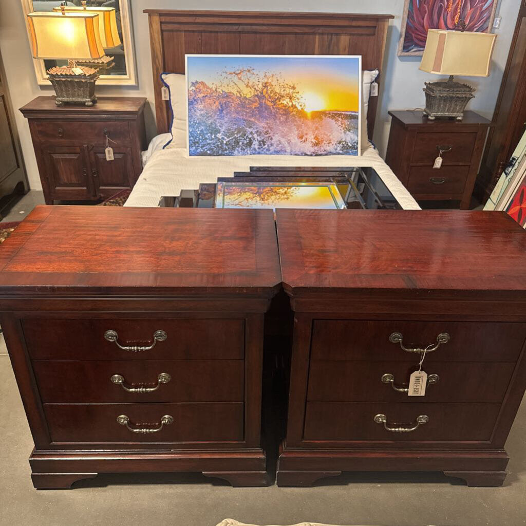 Henredon Cavalier 3 Drawer Nightstands- Pair-32.5X21X33-AS IS