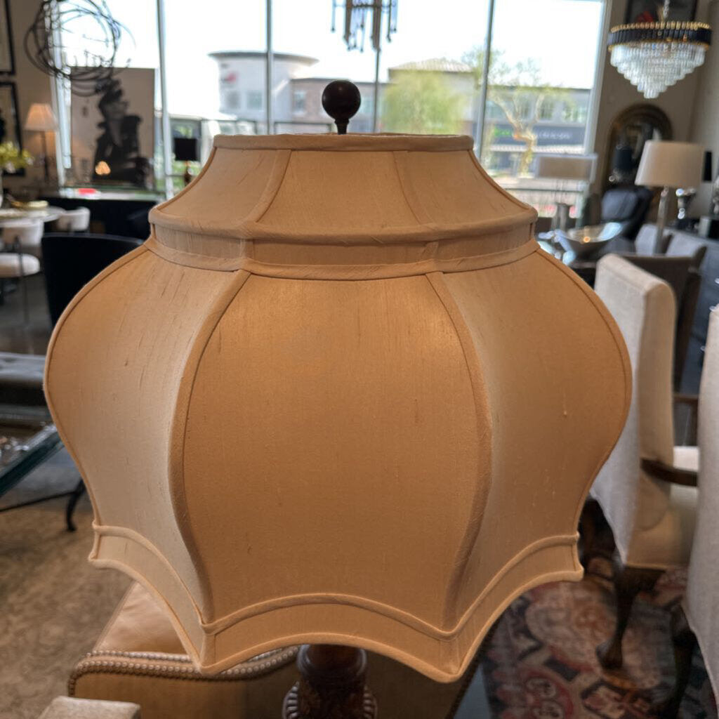 Maitland Smith Wood & Marble Lamp W/ Cream Shade - 32H
