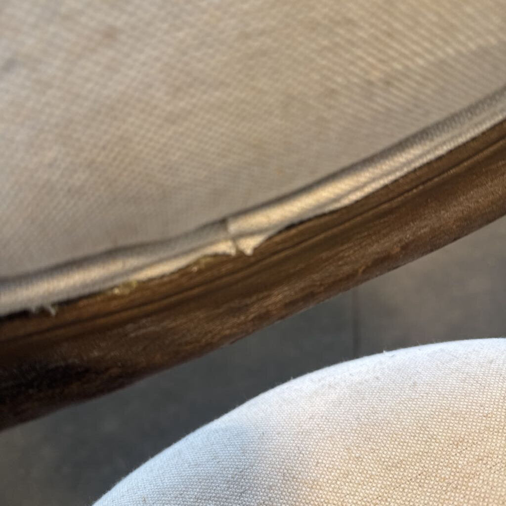 French Country Linen & Wood Side Chair - Pair - 18X20X40H