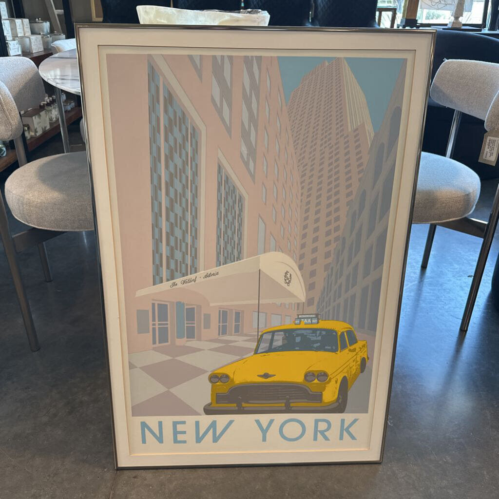 New York Waldorf Astoria Vintage Framed Print- 24.25X1X36.25H
