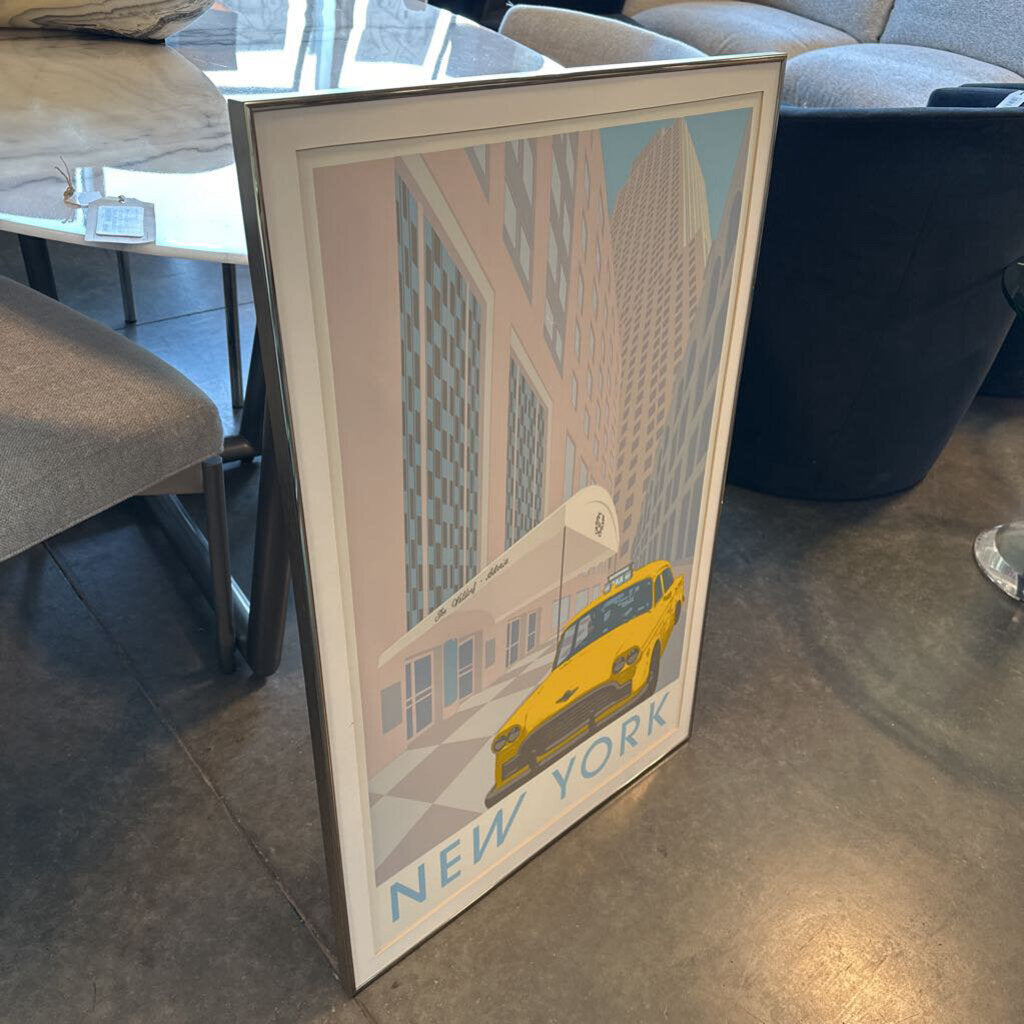 New York Waldorf Astoria Vintage Framed Print- 24.25X1X36.25H