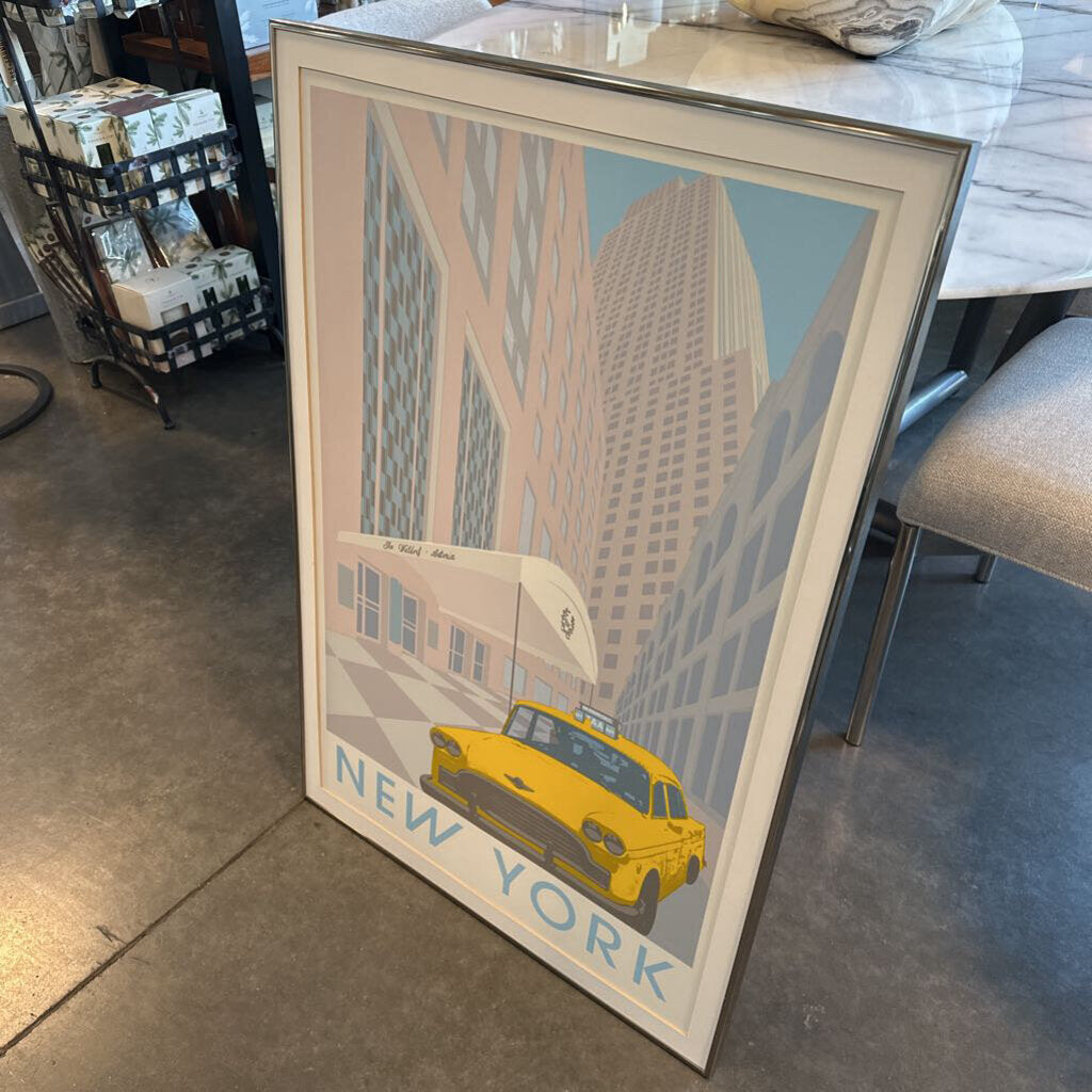New York Waldorf Astoria Vintage Framed Print- 24.25X1X36.25H