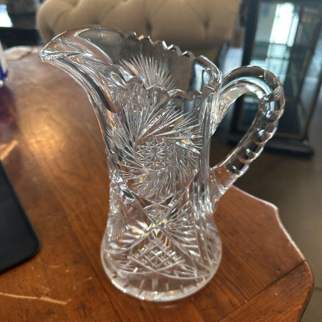 American Brilliant Cut Crystal Pitcher- 8.5X9