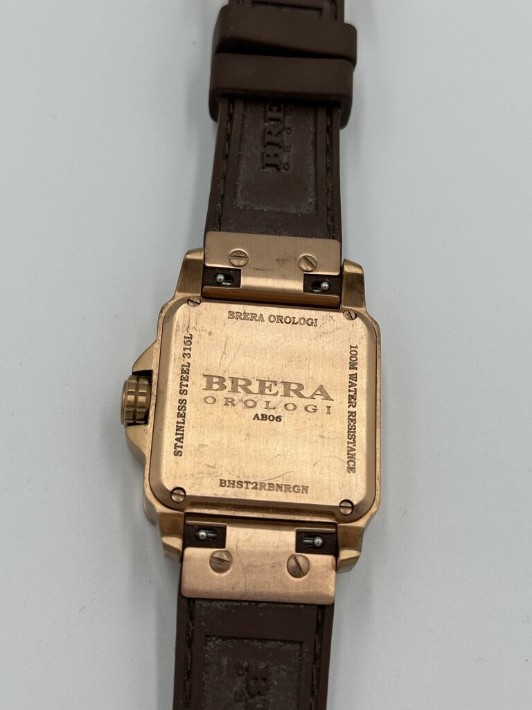 Brera Orologi Stella Square Brown & Rose Gold Watch