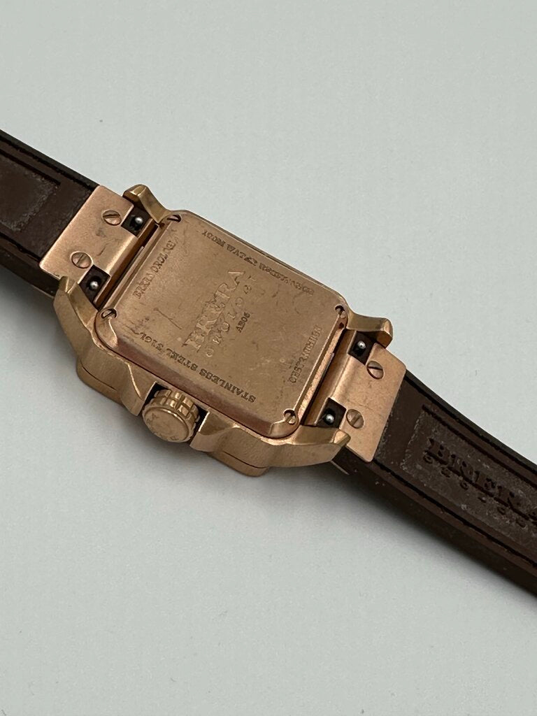 Brera Orologi Stella Square Brown & Rose Gold Watch