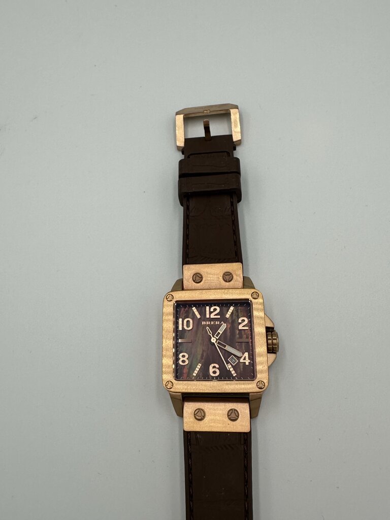 Brera Orologi Stella Square Brown & Rose Gold Watch