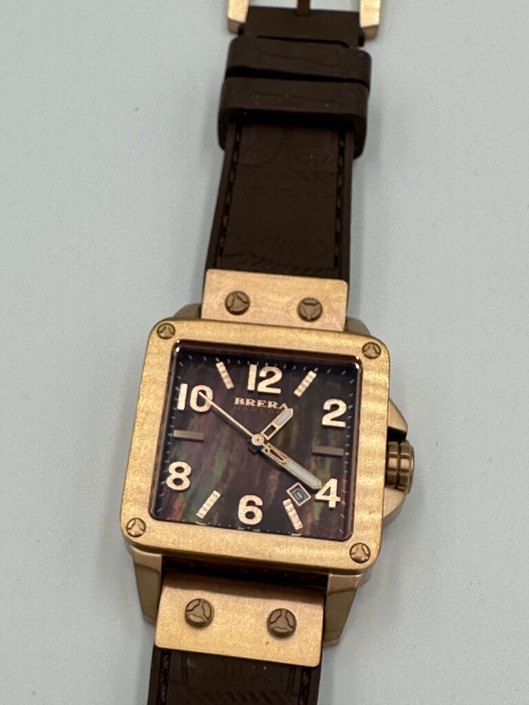 Brera Orologi Stella Square Brown & Rose Gold Watch
