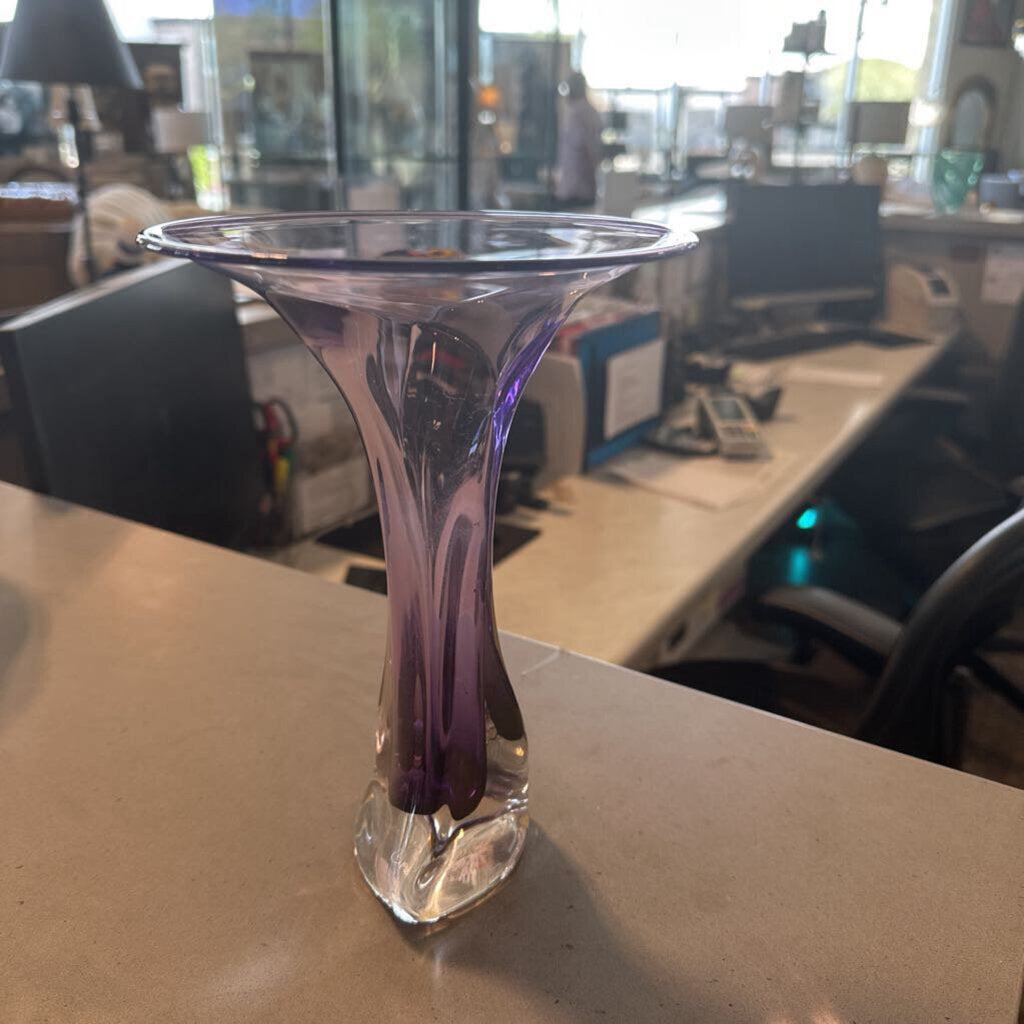 Jonathan Winfisky Purple Tulip Vase- 6X8.5H