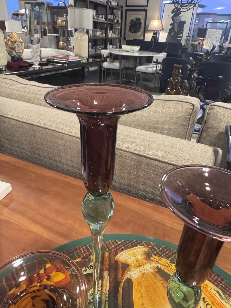 Royal Copenhagen Glass Candlesticks- Set of 3- 3X8, 3X10, 3X12