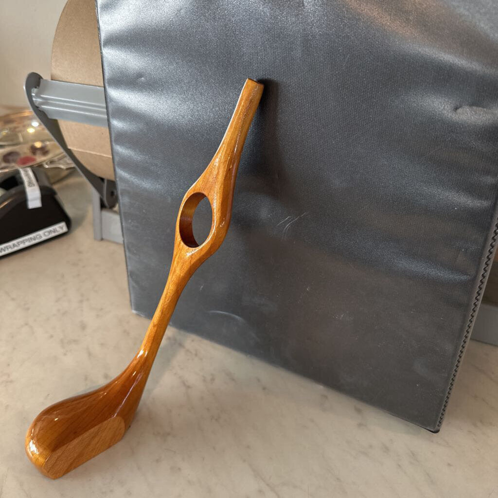 Artisan Carved Wood Golf Club Wine Bottle Holder- 4X2X10H