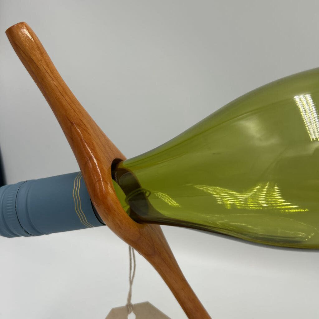 Artisan Carved Wood Golf Club Wine Bottle Holder- 4X2X10H