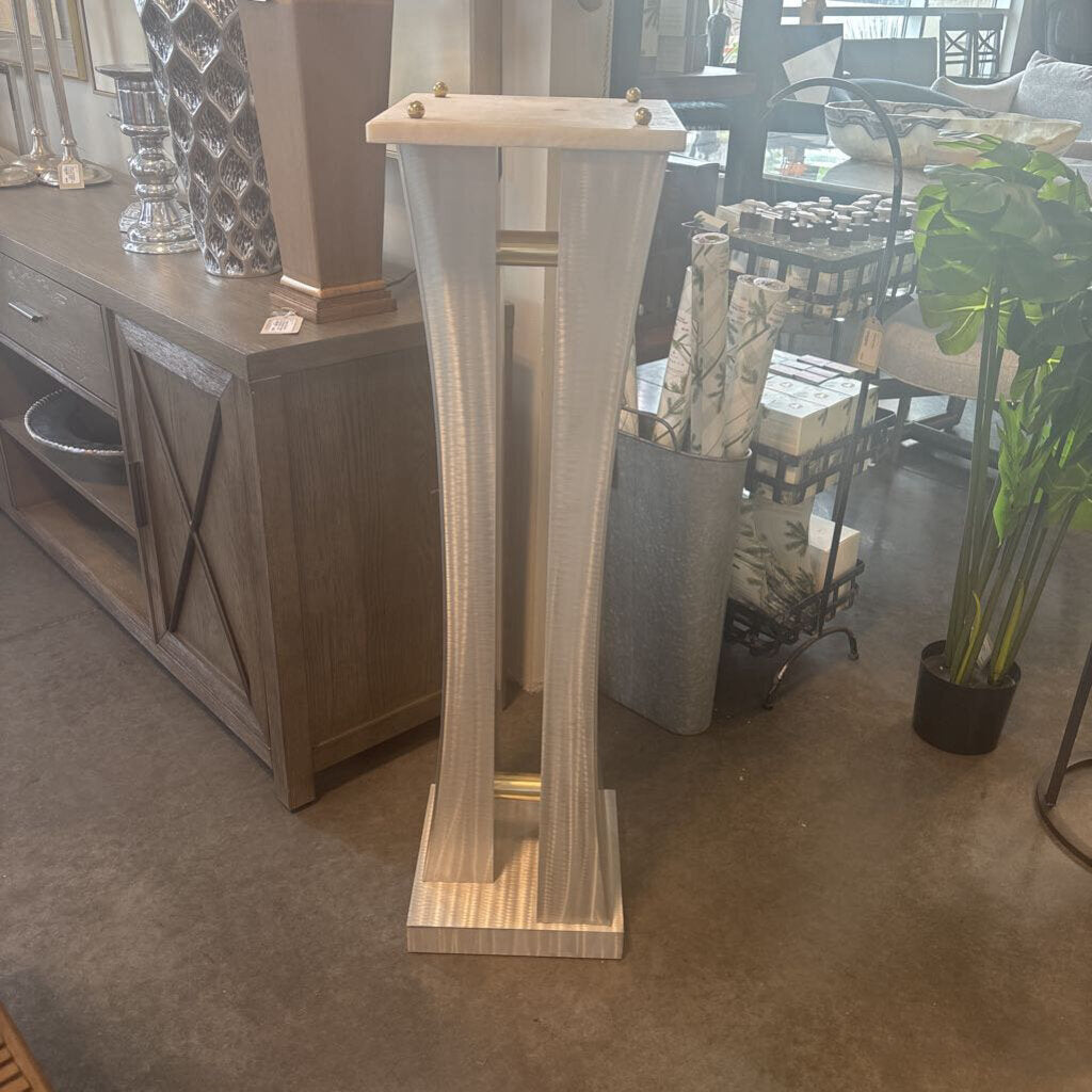Contemporary Display Pedestal W/ Brushed Metal Base- 12X12X44H