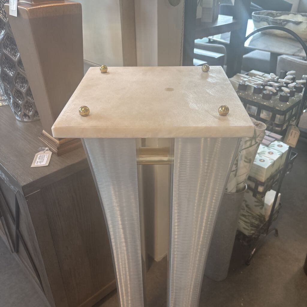 Contemporary Display Pedestal W/ Brushed Metal Base- 12X12X44H