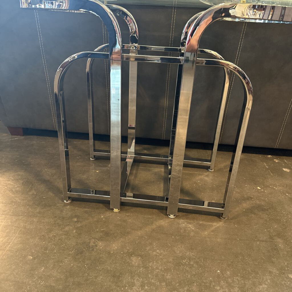 1970s Milo Baughman Style Chrome Console Table - 54X22X29