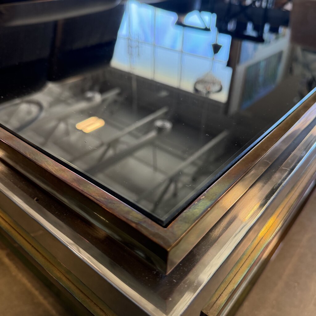 1970s Jean Charles Smoked Glass Coffee Table-63X31.5X15H