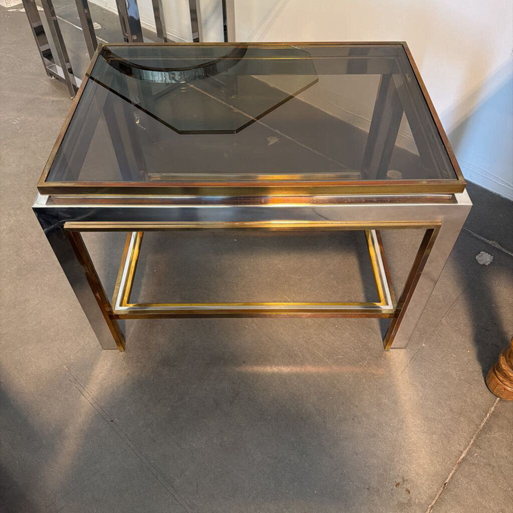 1970s J. Charles Smoked Glass Side Table- 27X20X19H - AS IS