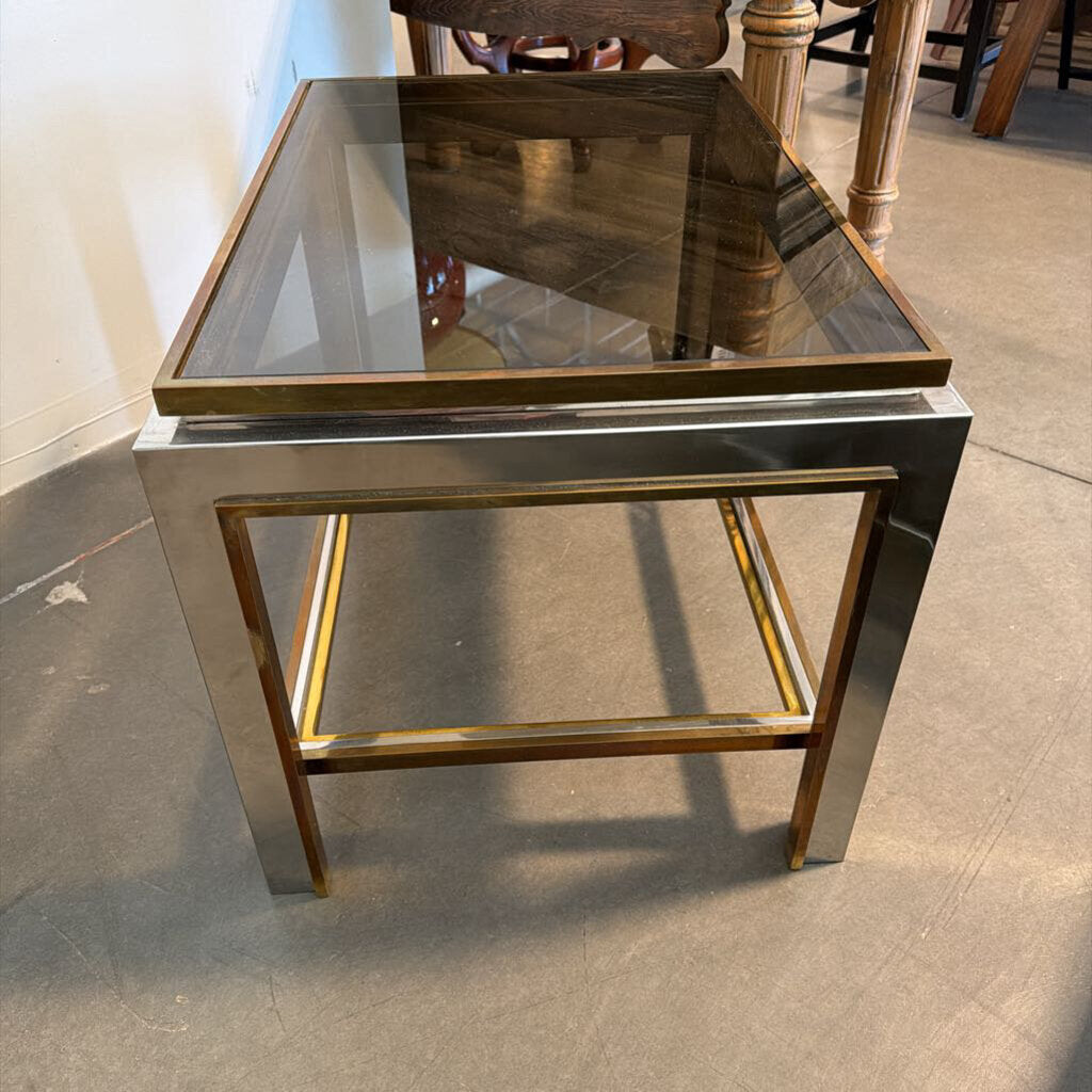 1970s J. Charles Smoked Glass Side Table- 27X20X19H - AS IS