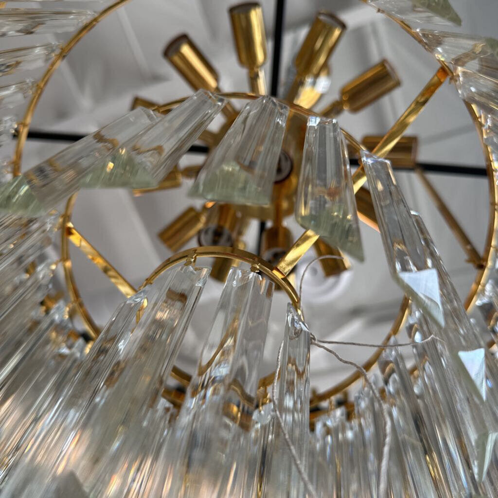 17 Light Tiered Black & Gold Chandelier- 32X20H