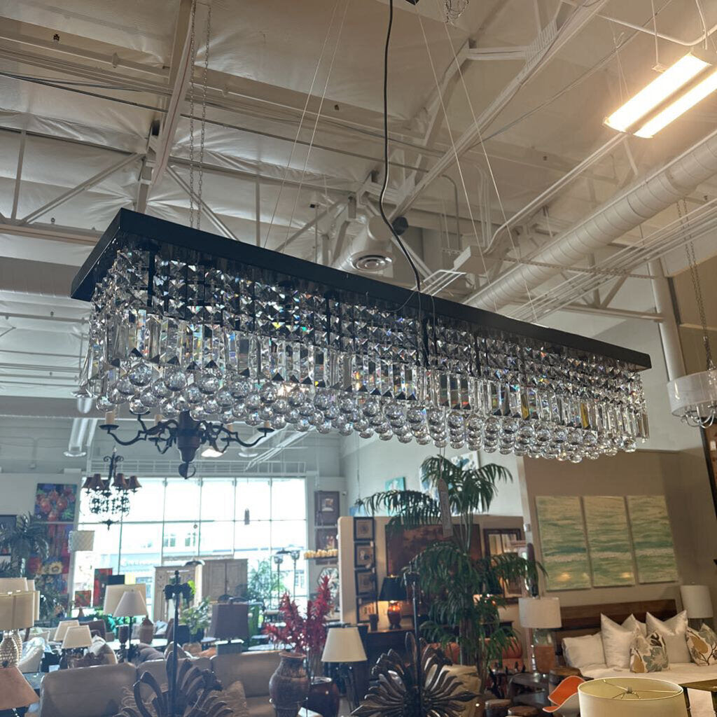 Modern Crystal Rectangular 10 Light Chandelier- 47X10X10H