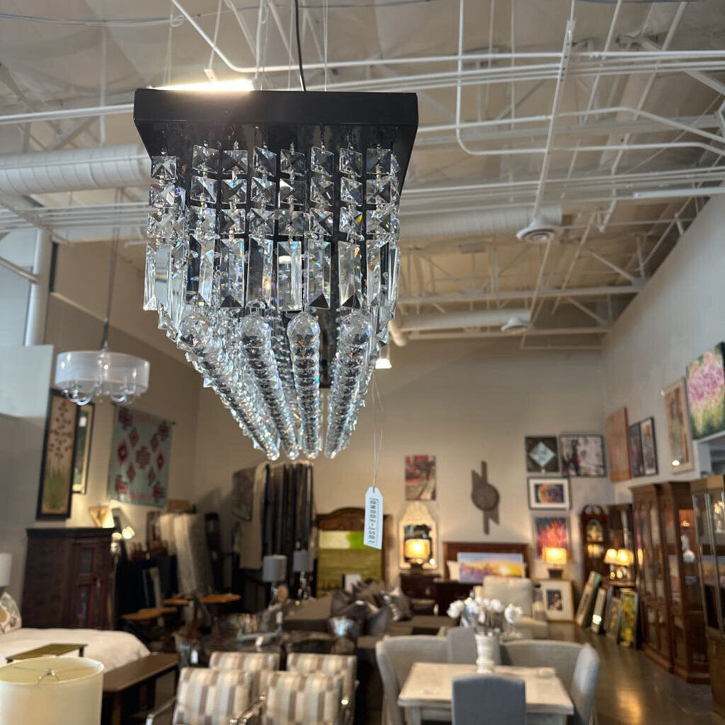 Modern Crystal Rectangular 10 Light Chandelier- 47X10X10H