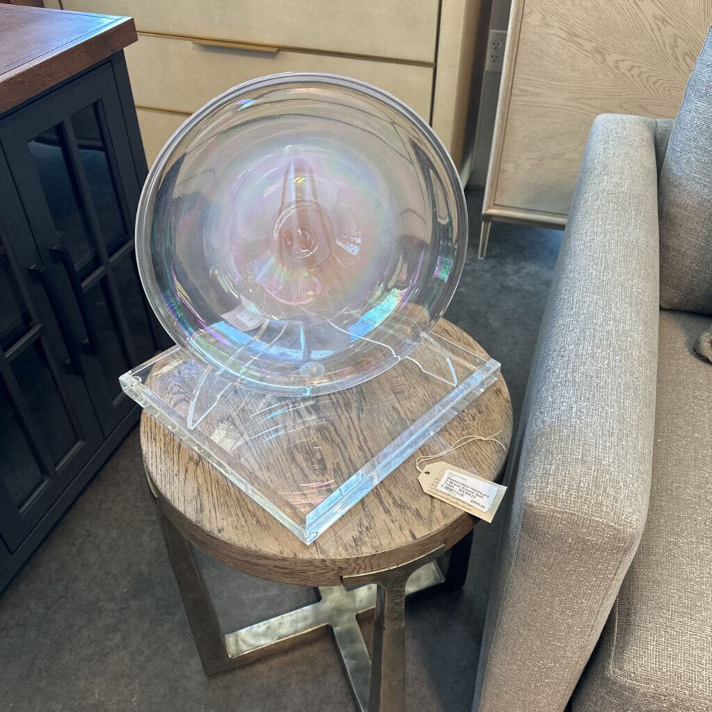 Blown Glass Plate W/ Plexi Stand- 13X13X13.5H - AS IS
