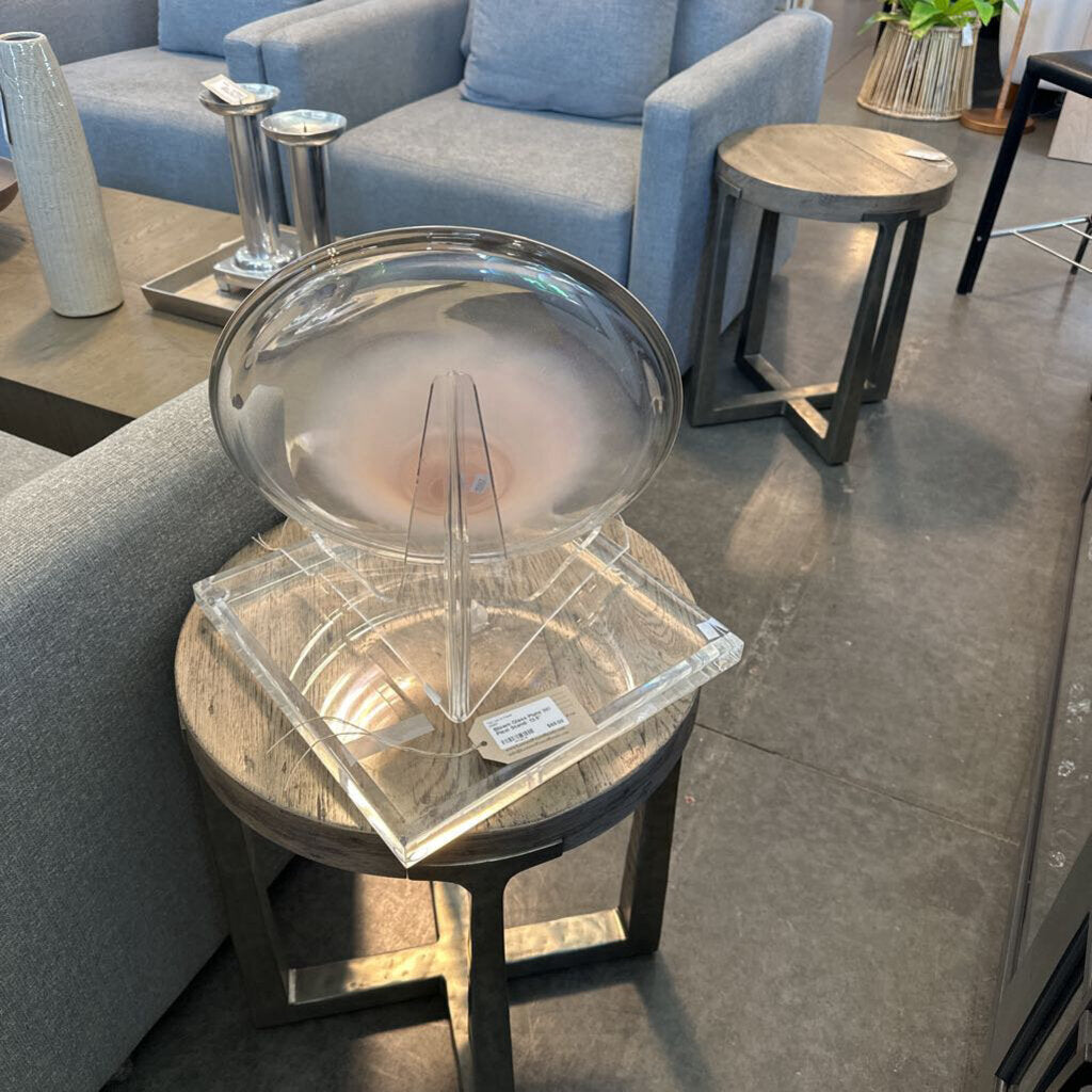 Blown Glass Plate W/ Plexi Stand- 13X13X13.5H - AS IS