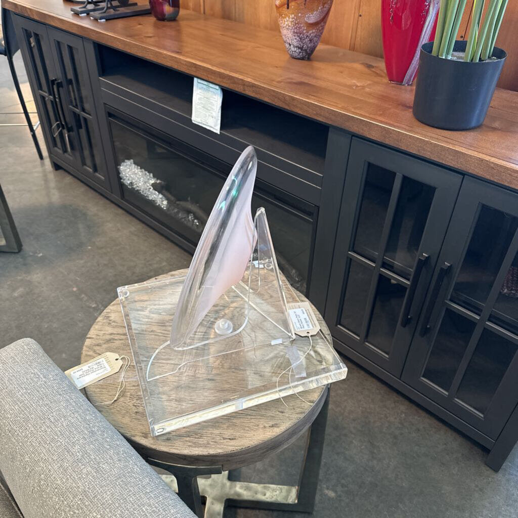 Blown Glass Plate W/ Plexi Stand- 13X13X13.5H - AS IS