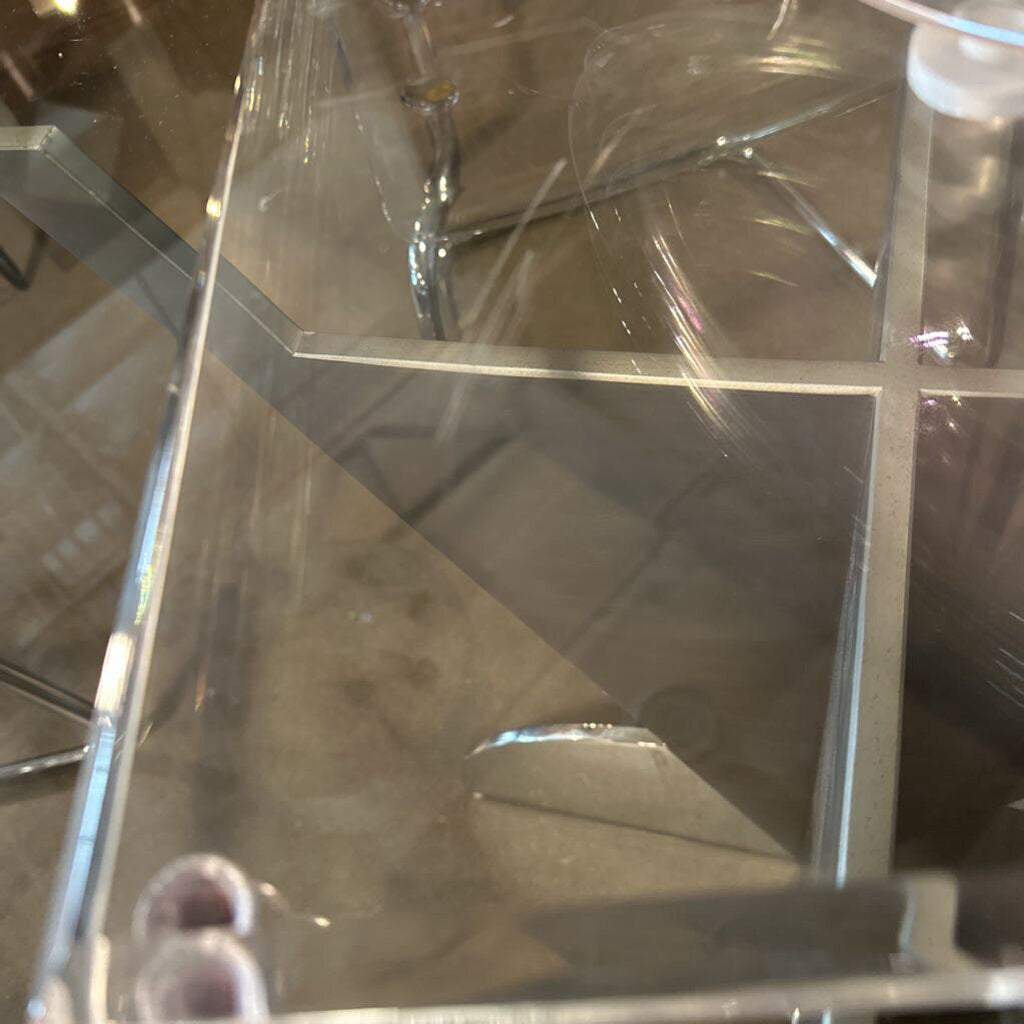 Blown Glass Plate W/ Plexi Stand- 13X13X13.5H - AS IS