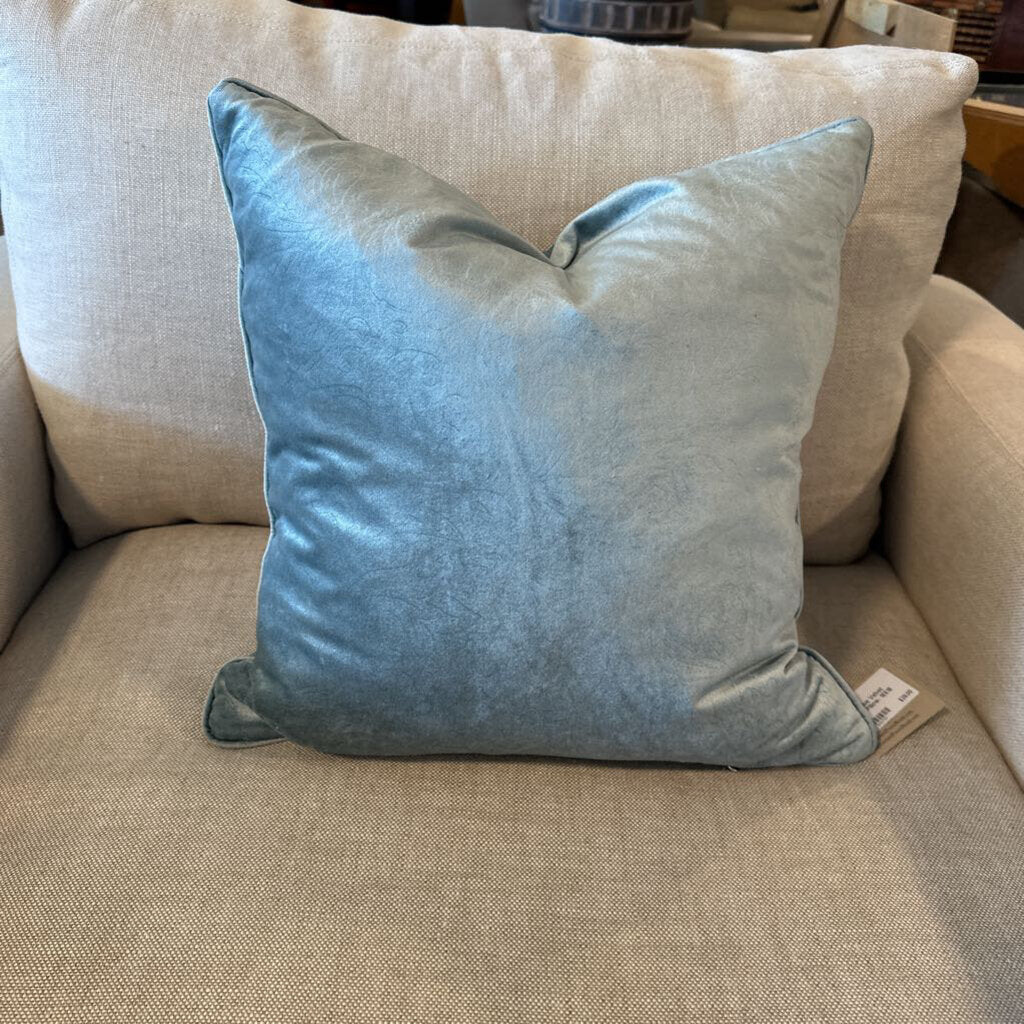 Light Blue Velvet Down Pillow- 18X18