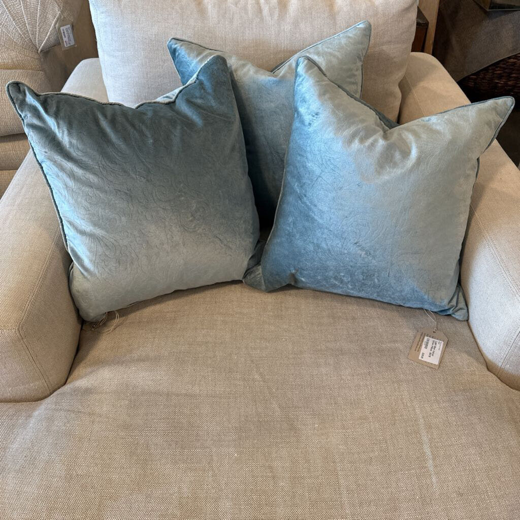 Light Blue Velvet Down Pillow- 18X18