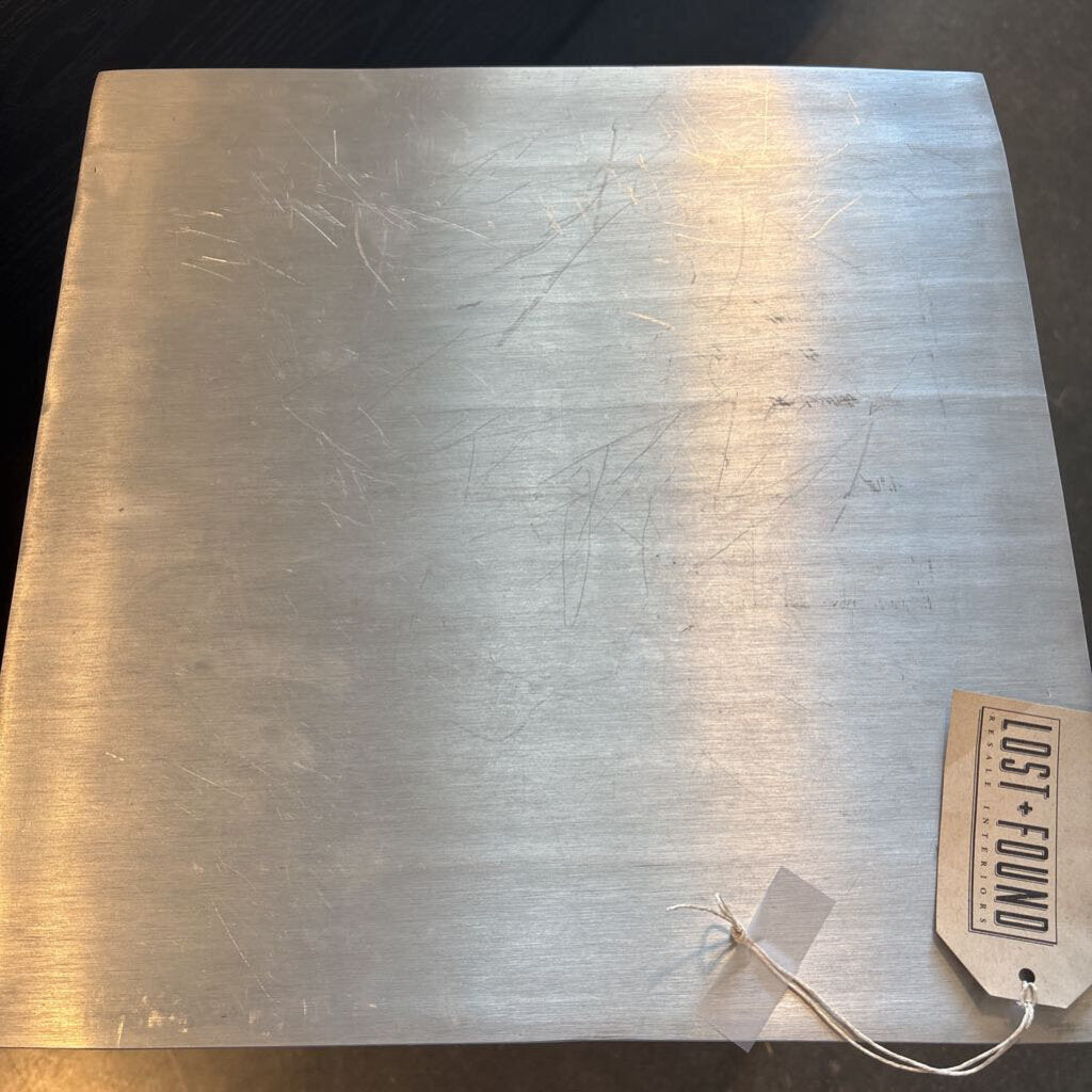 Vintage Aluminum Pedestal End Table- 14X14X20.5H