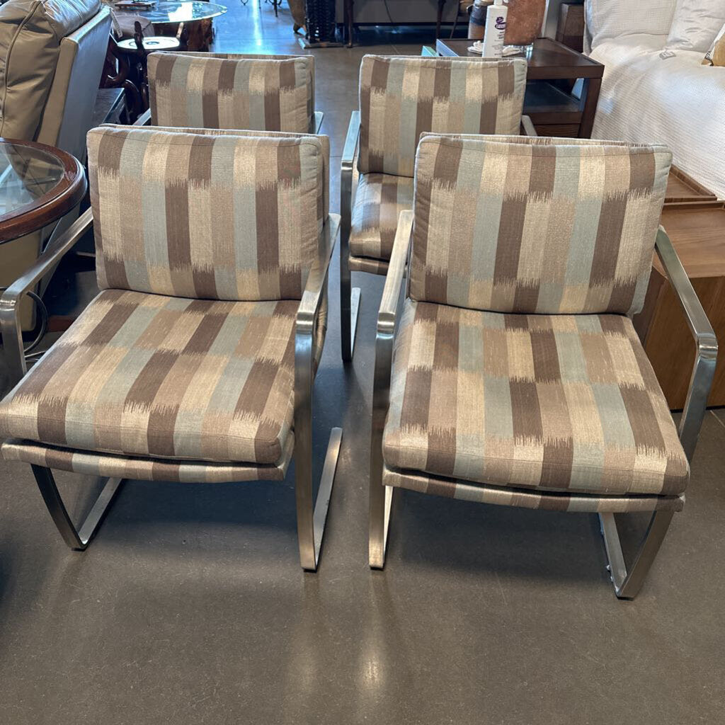 Knoll Style Dining Chairs W/ Chrome Arms- Set of 4- AS IS