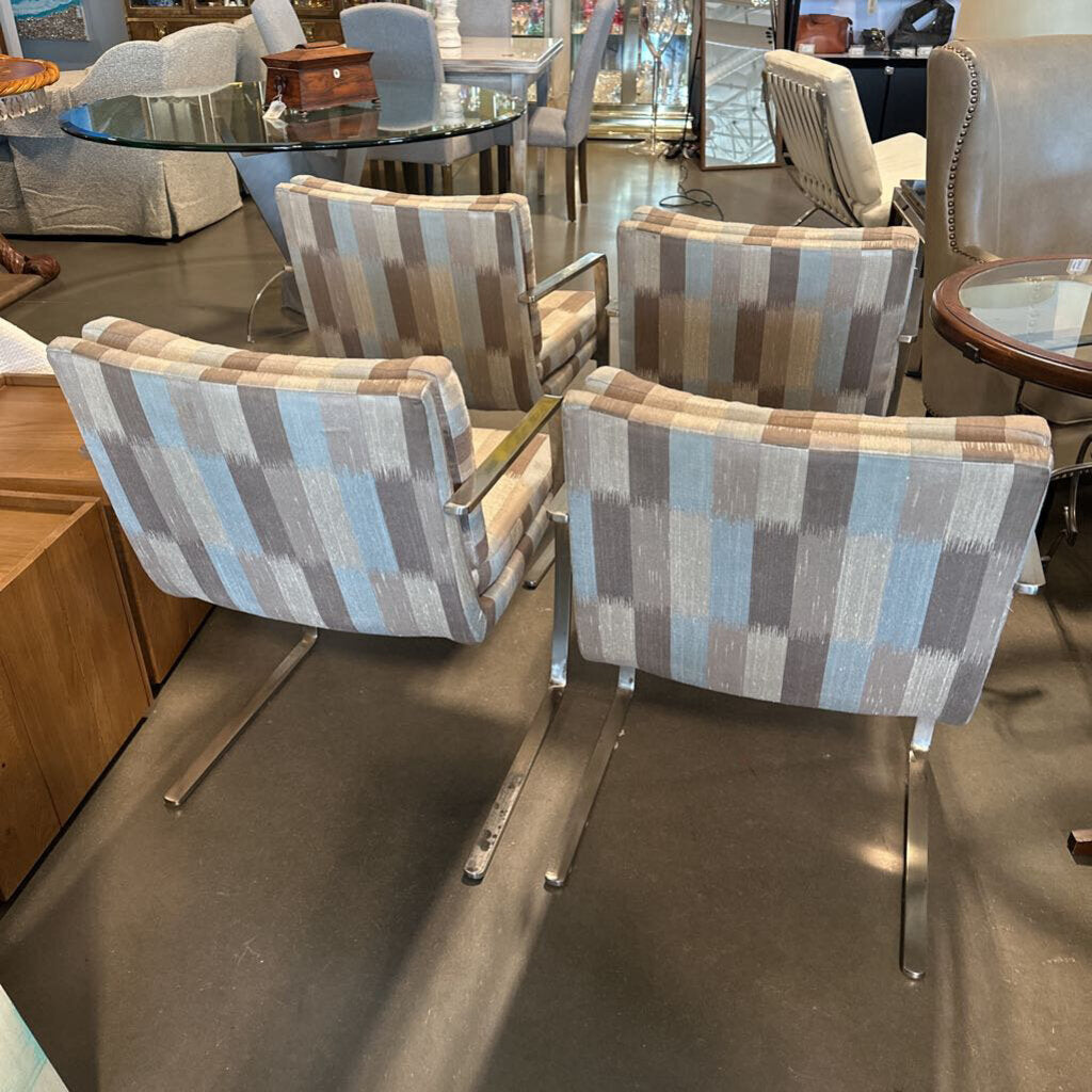 Knoll Style Dining Chairs W/ Chrome Arms- Set of 4- AS IS