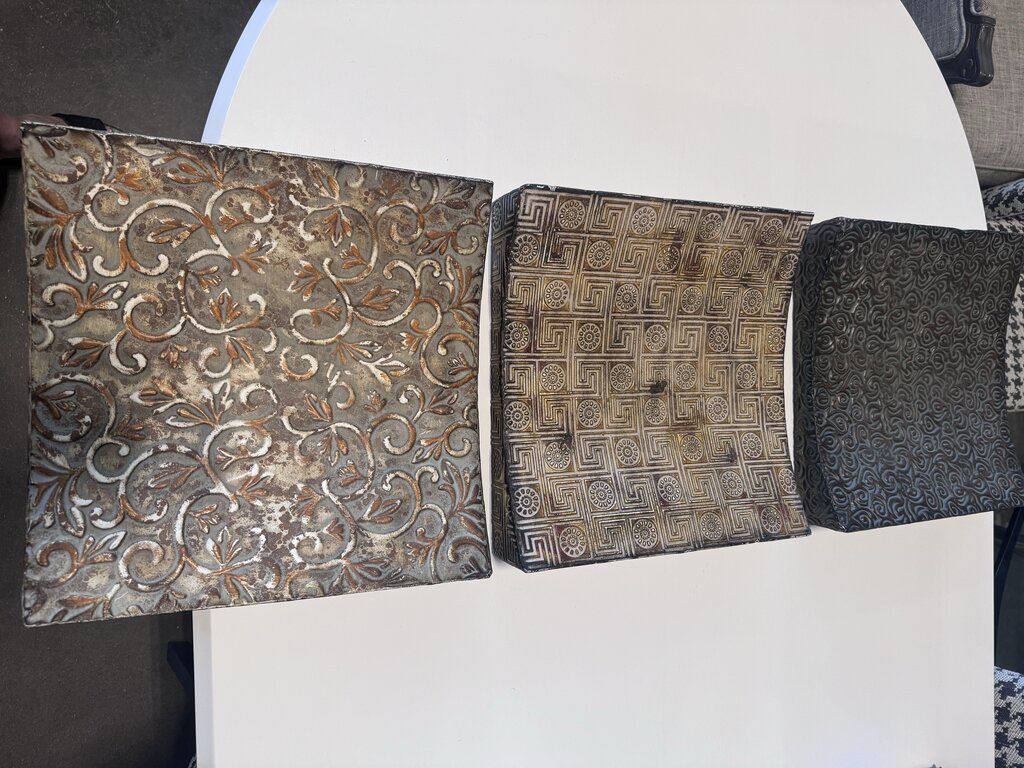 Bombay 3 Piece Metal Wall Art- 14X14 (14X42 Overall)