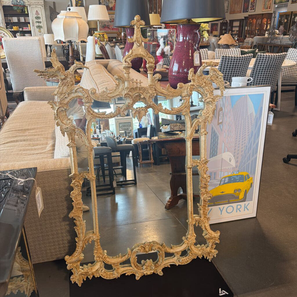 Chinese Chippendale Gilt Mirror -34X52H