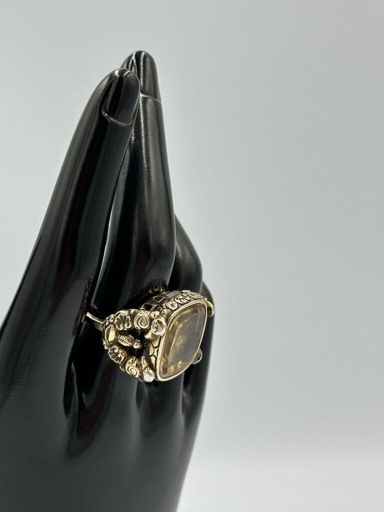 Victorian Antique 14K Gold Citrine Ring - Size 8