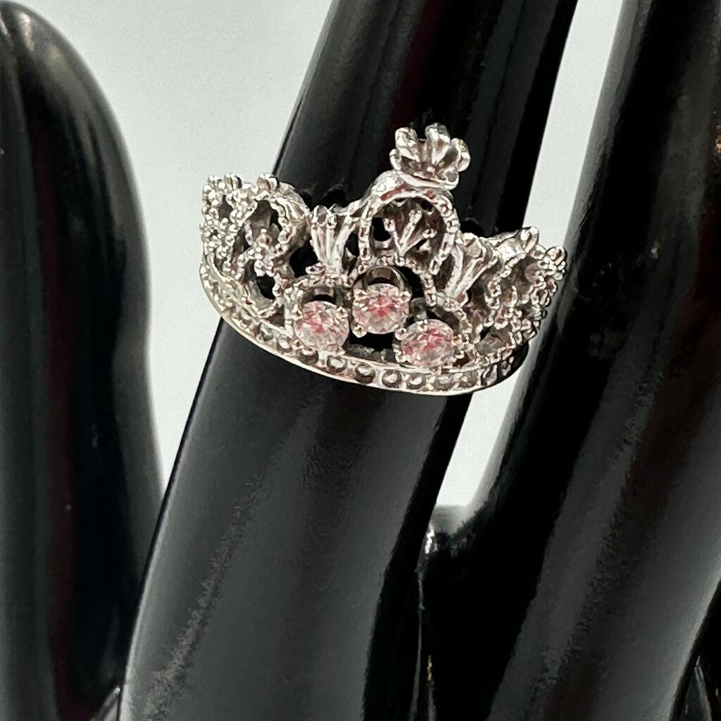14k White Gold Crown Tiara Ring - Size 6.5