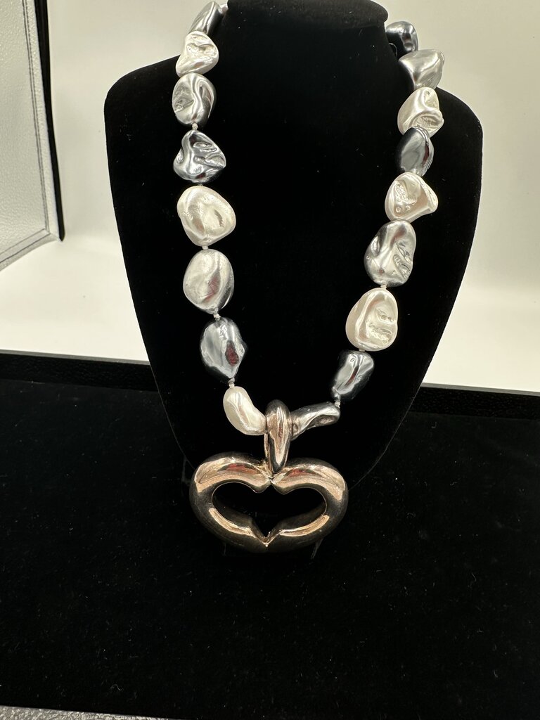 Sterling Silver "Baroque Heart" Statement Necklace