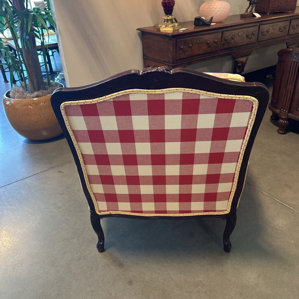 Calico Corners Red & Cream Checked Chair - 36X3.5X38H