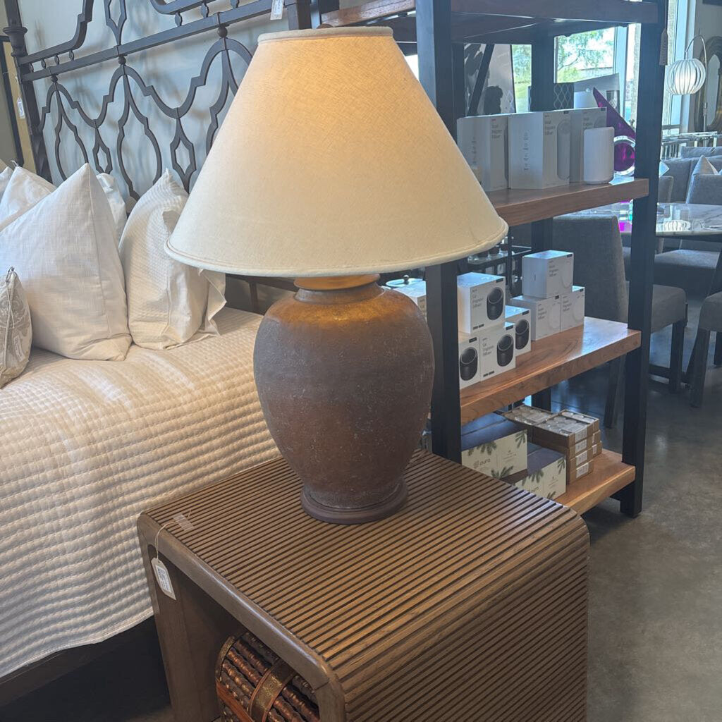 Distressed Brown Pottery Lamp- 23X34H