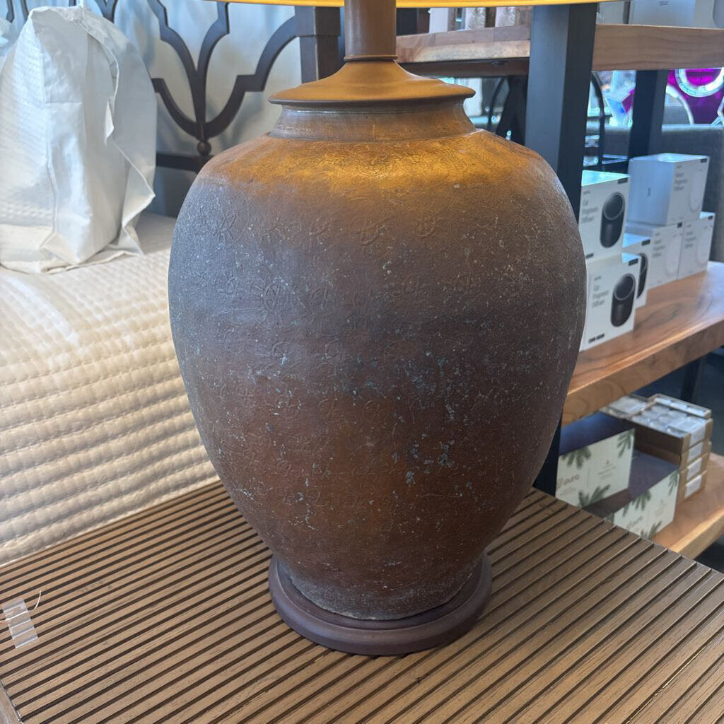 Distressed Brown Pottery Lamp- 23X34H