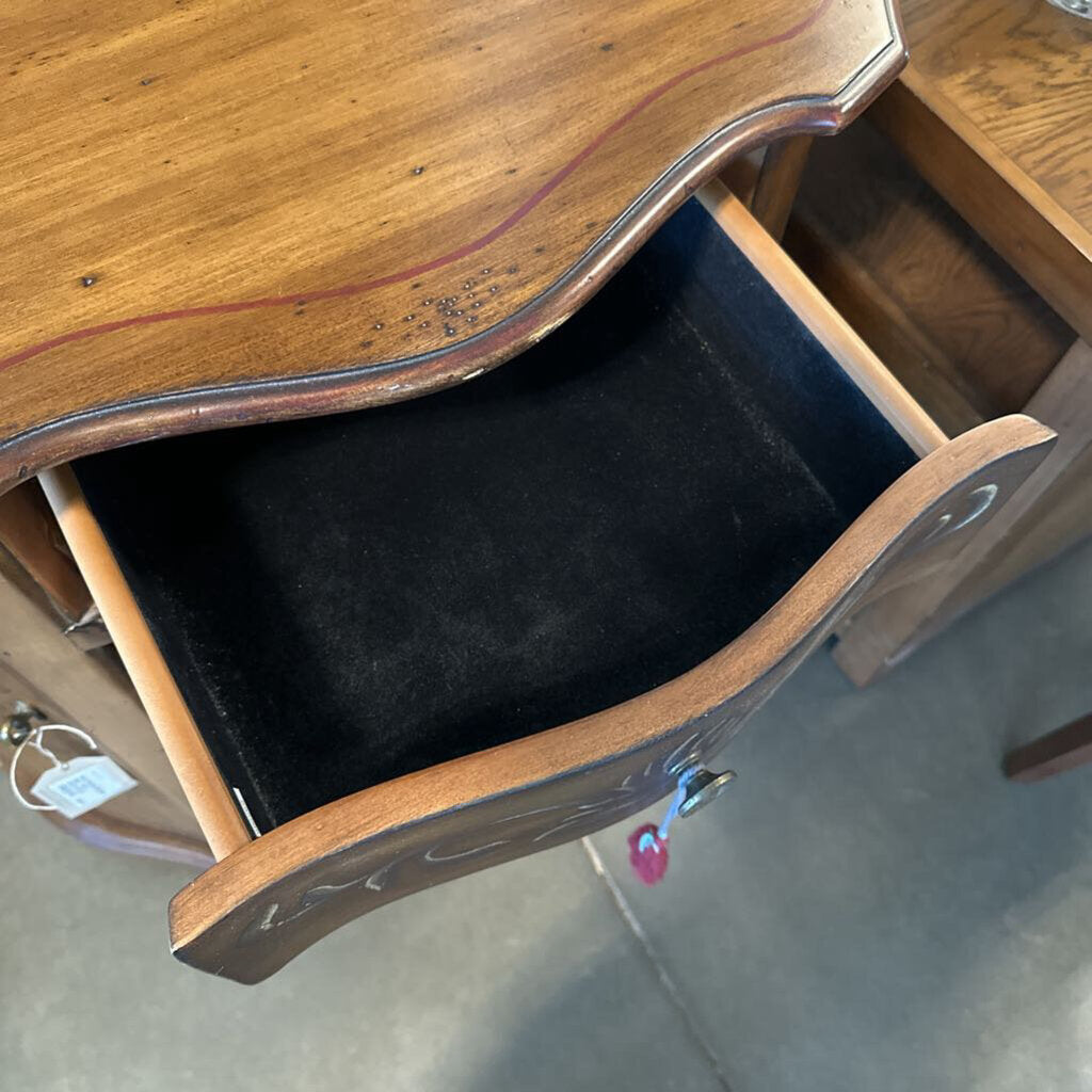 Hand Painted Demilune Side Table - 33.5X15.5X34
