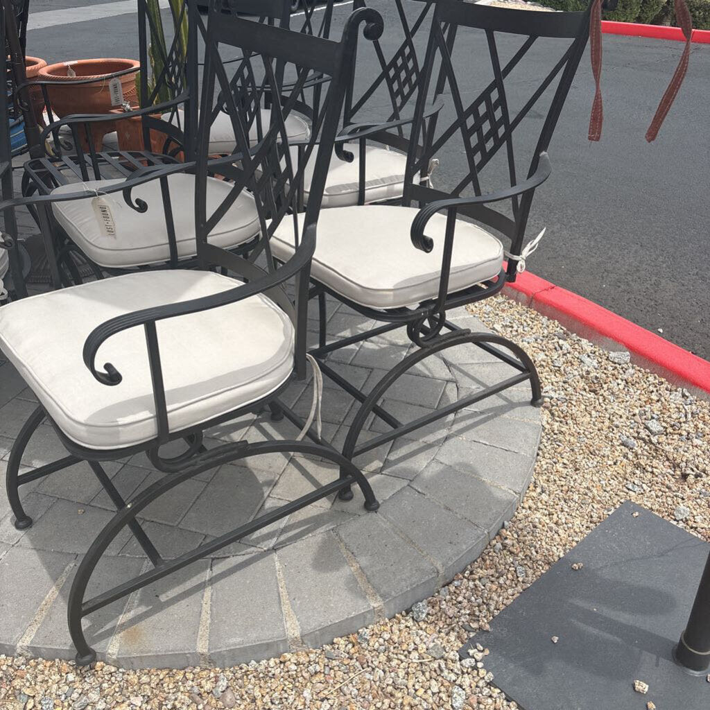 Wrought Iron Patio Spring Chairs- Pair