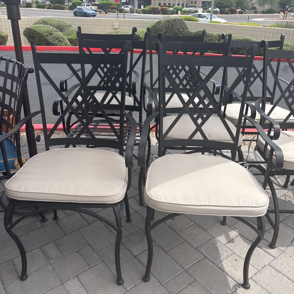 Wrought Iron Patio Arm Chairs- Set of 6