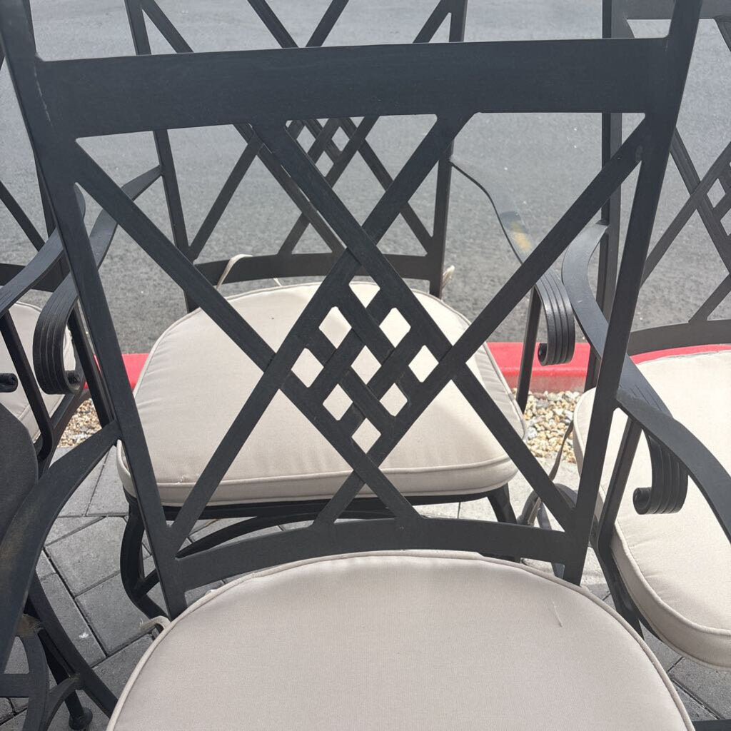Wrought Iron Patio Arm Chairs- Set of 6