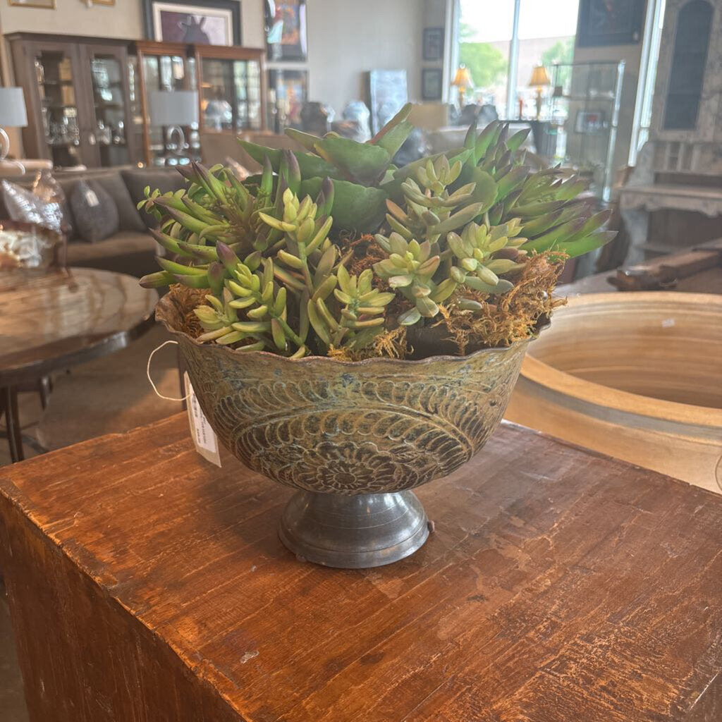 Metal Pot W/ Succulents- 11X11X12H